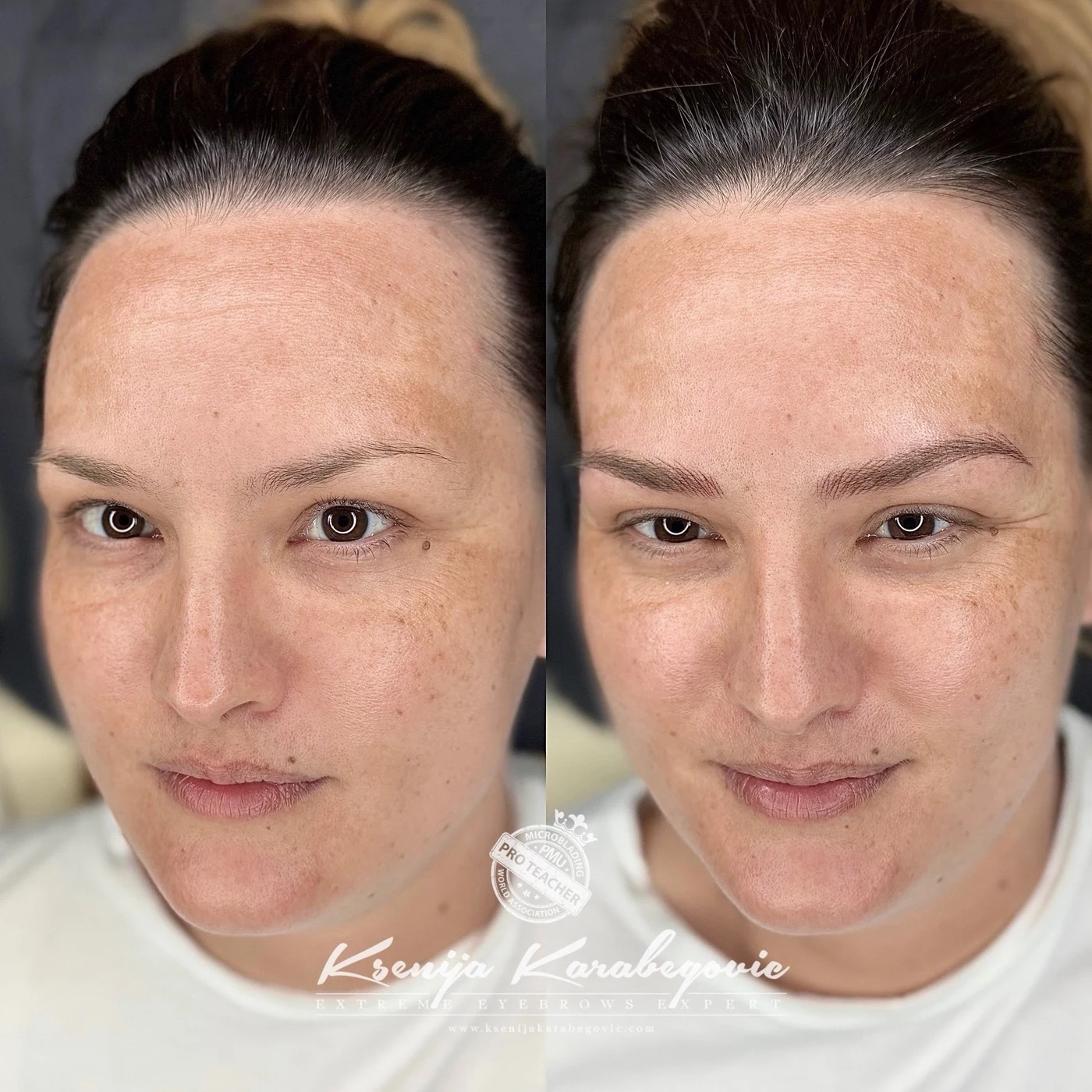 Natural eyebrow design and PMU brow work by Ksenija Karabegovic